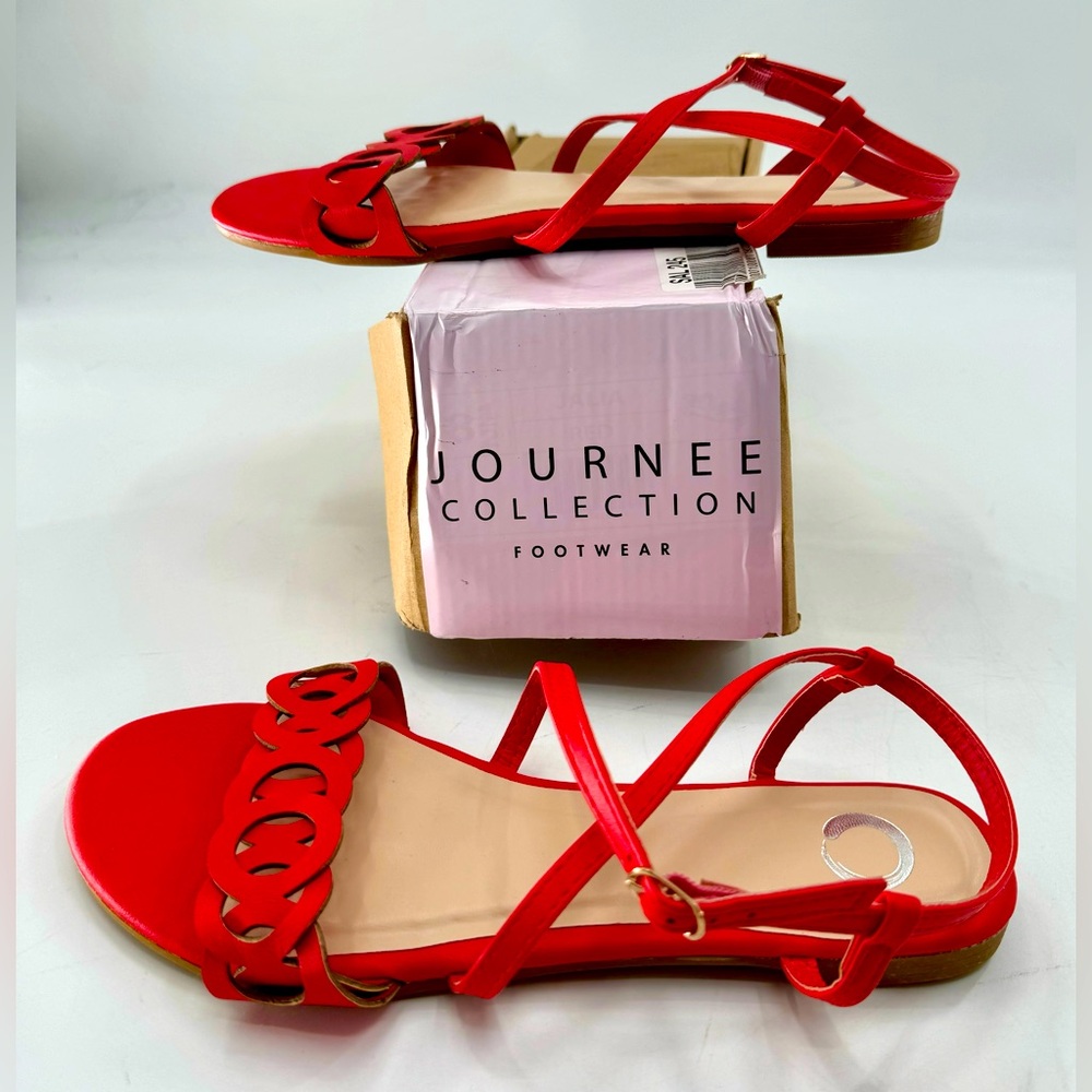 Journee Collection Red Women's Flat Sandals